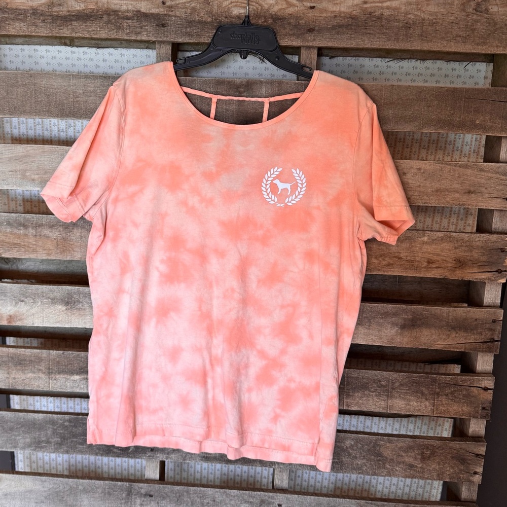 PINK Victoria's Secret Peach Tie-Dye Tee